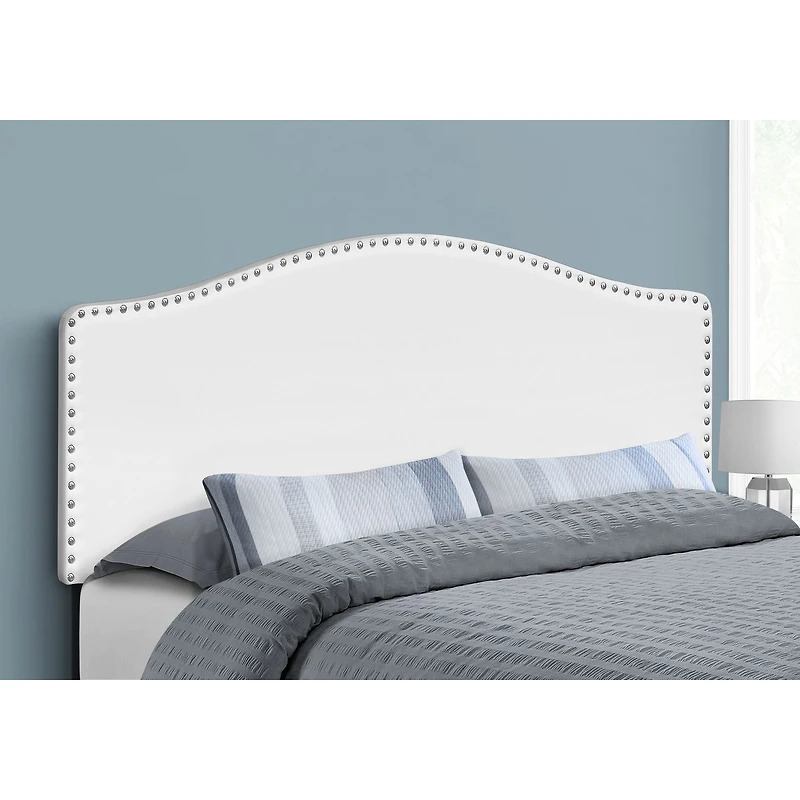Upholstered Headboard with Antique brass-finish Nailheads - Queen