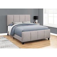 Square-tufted Bed with Linen-look Fabric - Queen