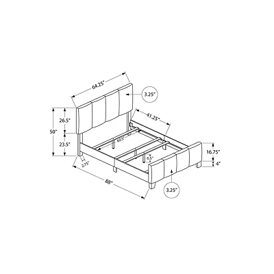 Square-tufted Bed with Linen-look Fabric - Queen