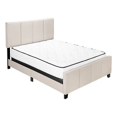 Square-tufted Bed with Linen-look Fabric - Queen