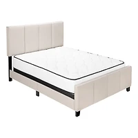 Square-tufted Bed with Linen-look Fabric - Queen