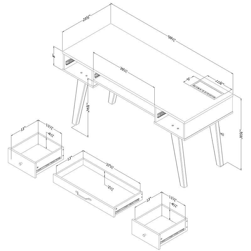 South Shore Furniture Helsy Computer Desk with Power Bar