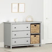 Cotton Candy 3-Drawer Dresser with Storage Baskets by South Shore Furniture - Soft Grey
