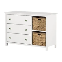 Balka 3-Drawer Dresser with Baskets Pure White by South Shore Furniture