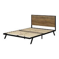 Barbara Queen Metal-Framed Bed Set Natural Mango and Matte Black