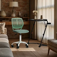Height-Adjustable Table with Swivel Chair Set - Black and Aqua