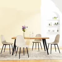 Ensemble de salle à manger 5 pièces avec table en bois manufacturé et chaises beiges