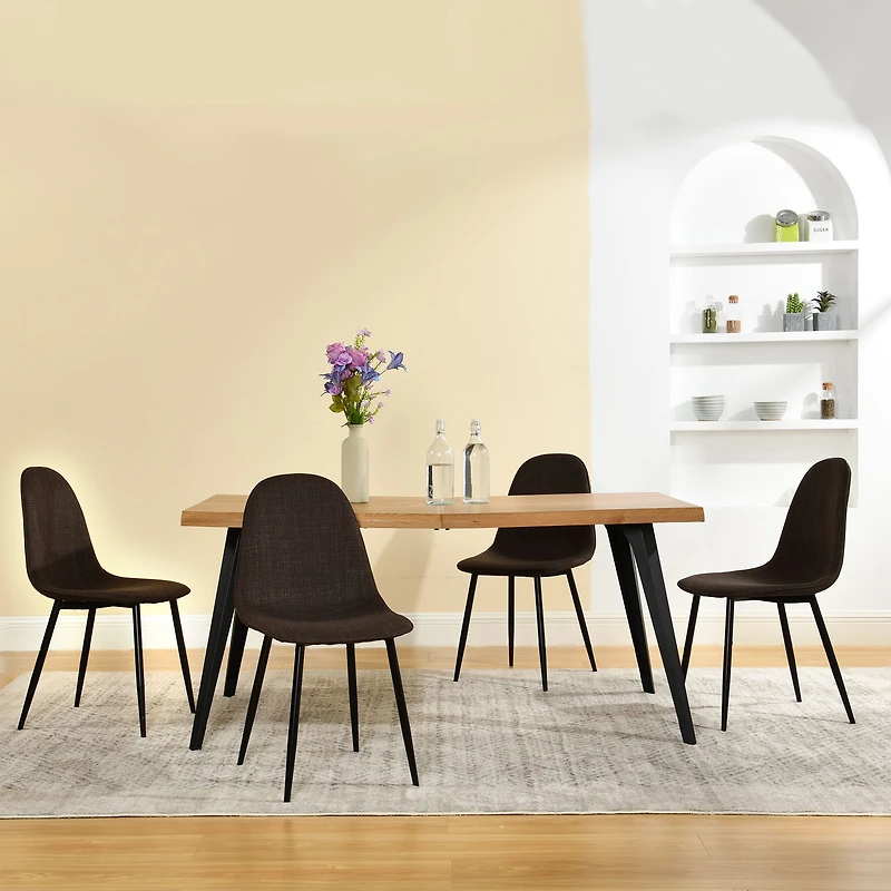 Maison Classqiue 5-Piece Dining Set Manufactured Wood Table with Sepia Dining Chairs