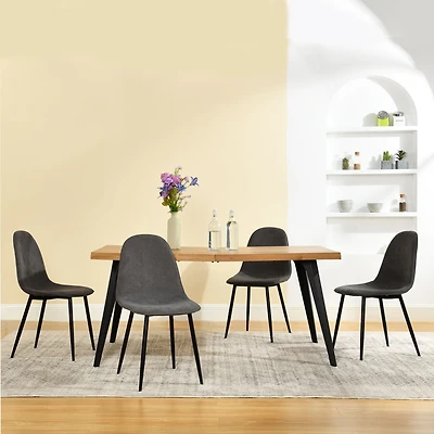 5-Piece Dining Set Manufactured Wood Table with Grey Dining Chairs