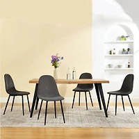 5-Piece Dining Set Manufactured Wood Table with Grey Dining Chairs
