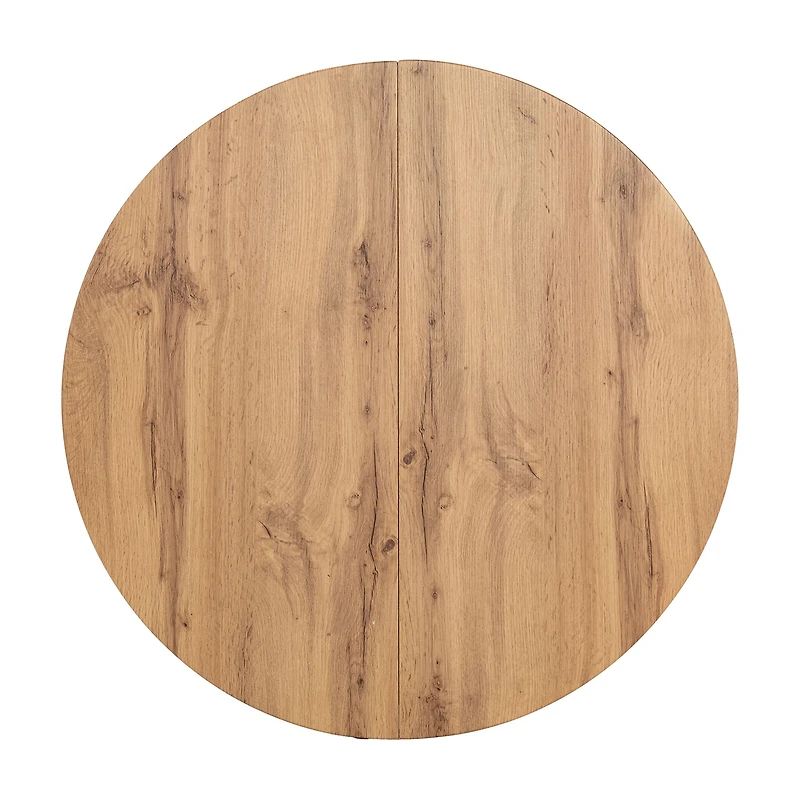 Modern Round Dining Table with Natural Wood Finish - Oak