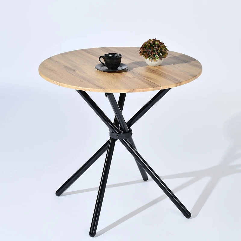 31.5" Round Dining Table with Crisscross Metal Base