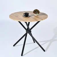 31.5" Round Dining Table with Crisscross Metal Base