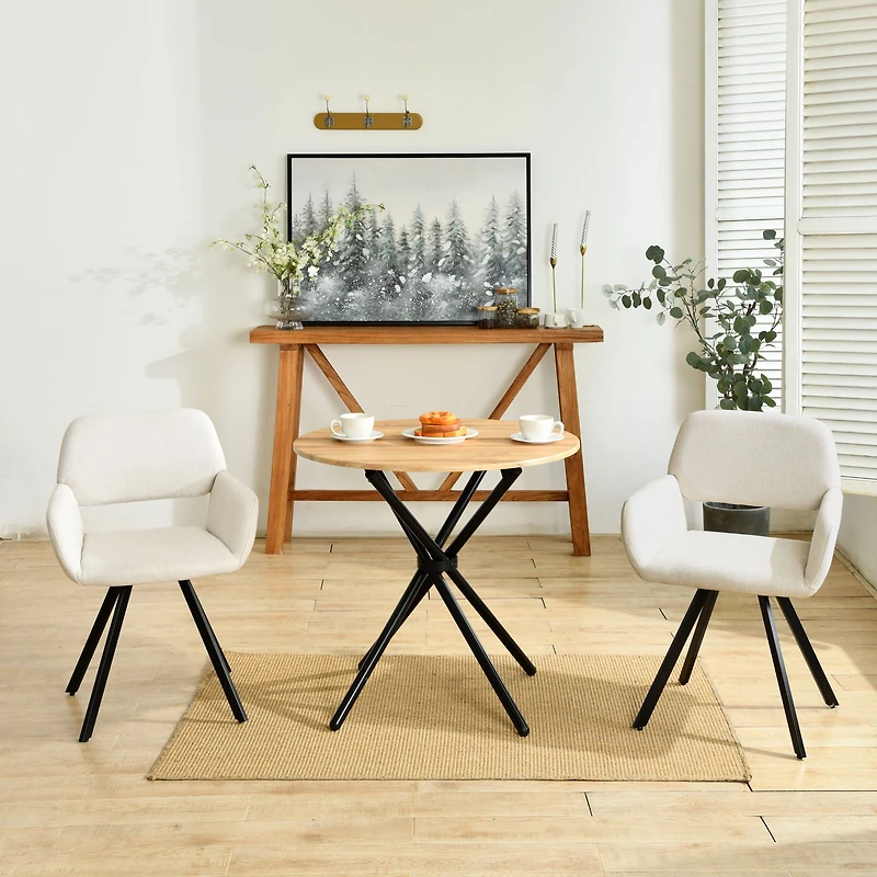 31.5" Round Dining Table with Crisscross Metal Base