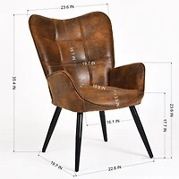 Chaise d'appoint moderne en daim marron avec pieds en métal noir