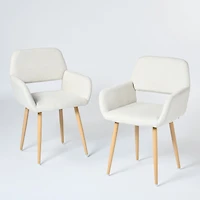 Set of 2 Beige Fabric Dining Chairs by Maison Classique