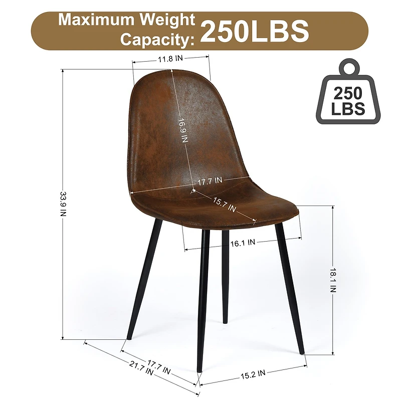 5-Piece Dining Set Brown Dining Table with Suede Brown Dining Chairs by Maison Classique