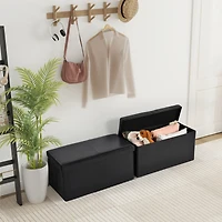 Banc coffre pliable avec rangement, ensemble de 2