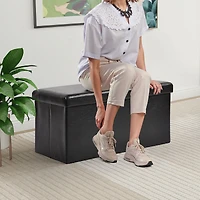 Banc coffre pliable avec rangement, ensemble de 2