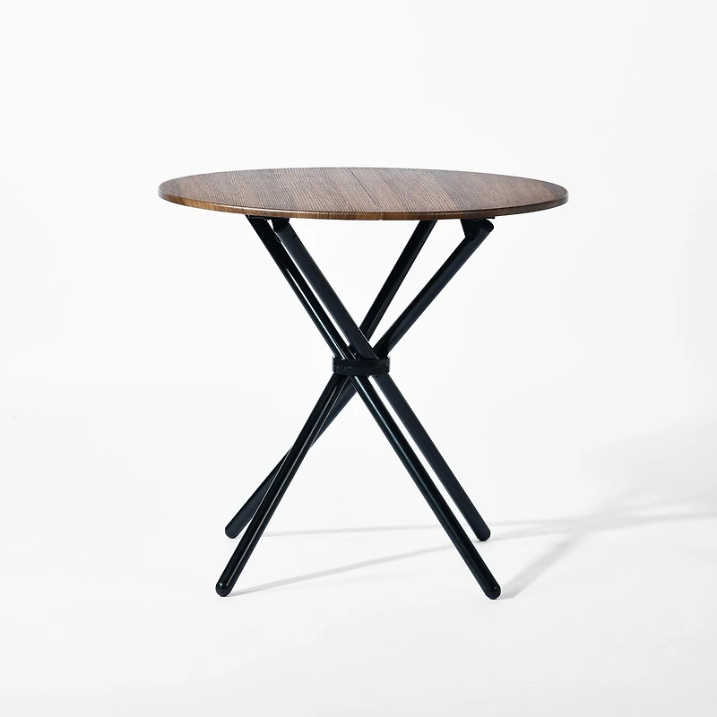 Modern 5-Piece Round Espresso Dining Set with Brown Suede Chairs