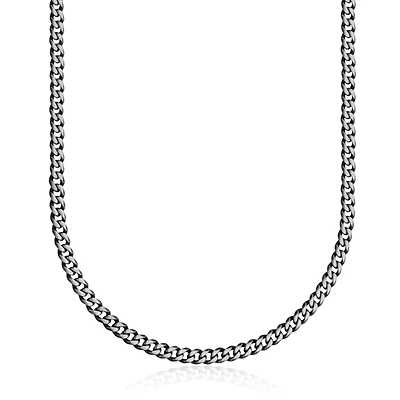 STEELX Stainless Steel Two Tone Black Ionic Plated Curb Chain 24"