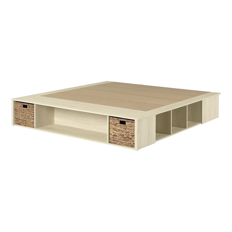 Ava Storage Bed with Baskets - Bleached Oak