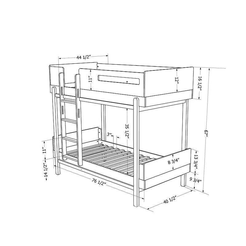 Lit jumeau superposé Bebble en bois naturel et gris par South Shore Furniture