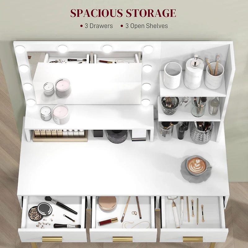 Vanity Table with Mirror and LED Lights