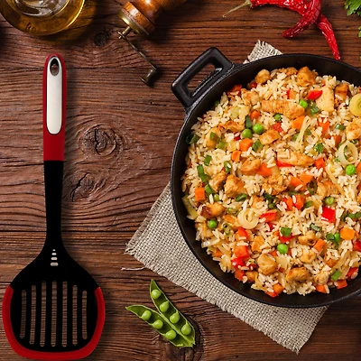 JS Gourmet Kitchen Utensils with Red Handles, Set of 6 Pieces