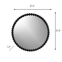 Round Beaded Mirror - Black