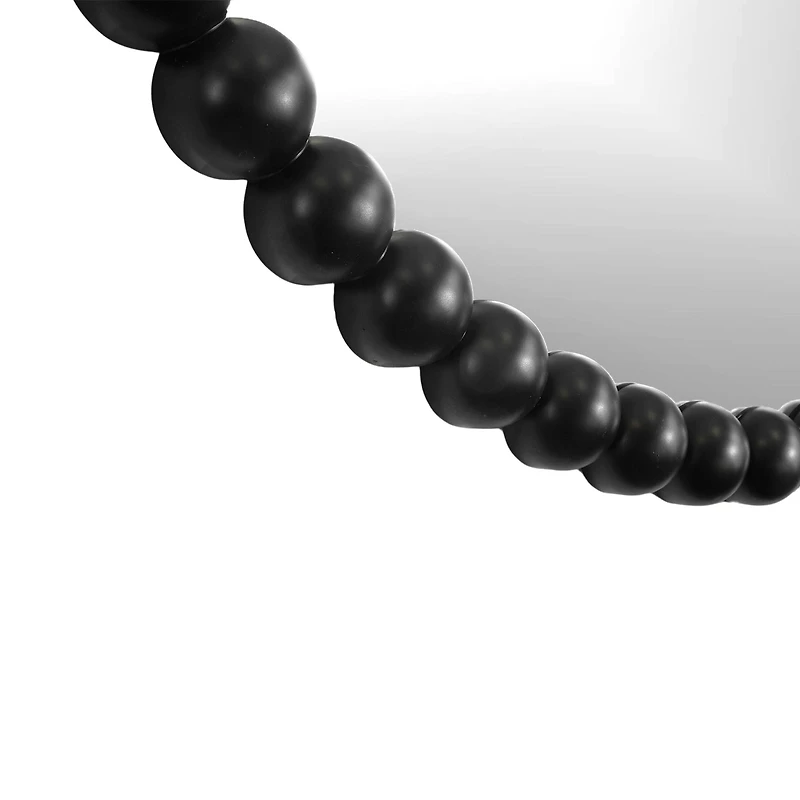 Round Beaded Mirror - Black