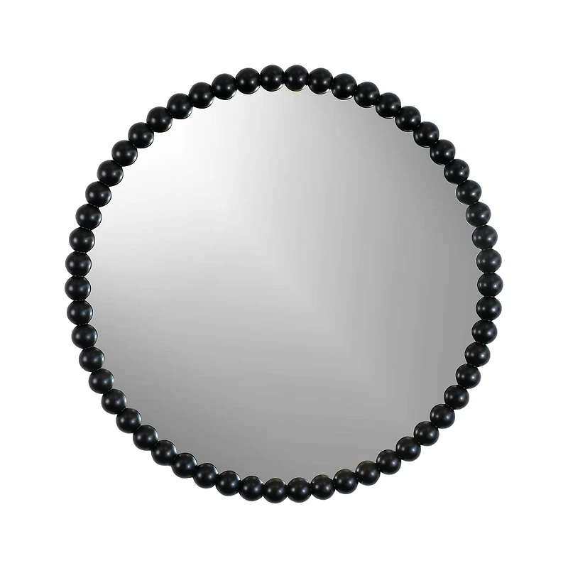 Round Beaded Mirror - Black