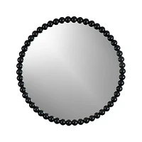 Round Beaded Mirror - Black
