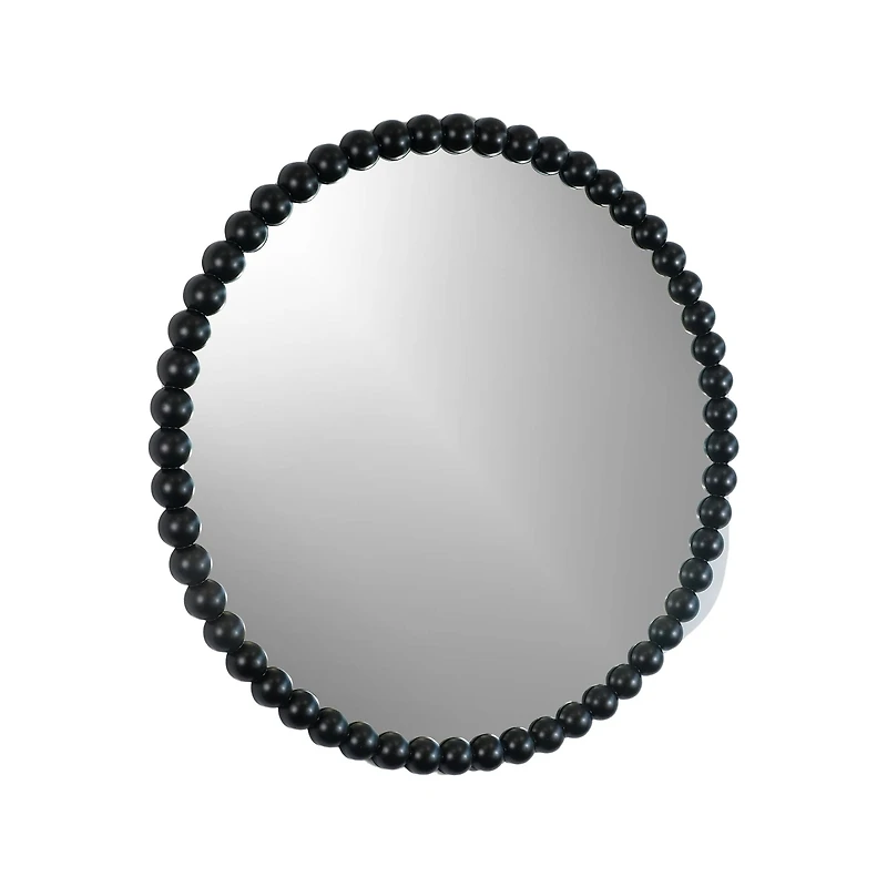 Round Beaded Mirror - Black