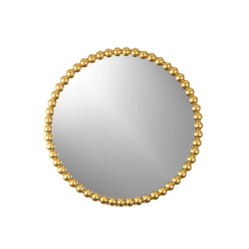 Round Beaded Mirror - Gold