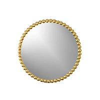 Round Beaded Mirror - Gold