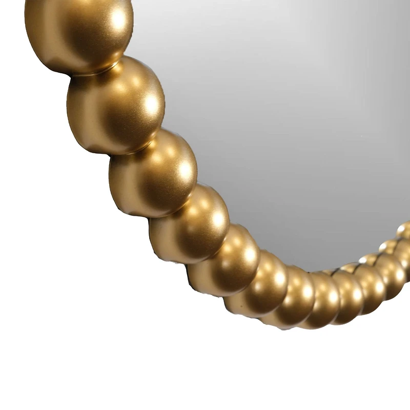 Round Beaded Mirror - Gold