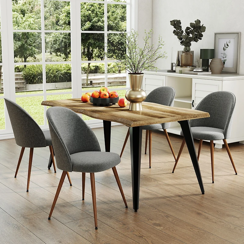 Ensemble de salle à manger 5 pièces avec table en bois manufacturé foncé et chaises Haven grises