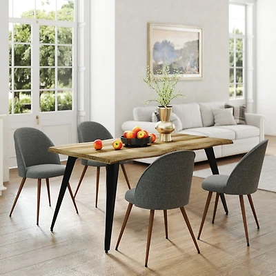 5-Piece Dining Set Dark Wood Table With Haven Grey Chairs by Maison Classique