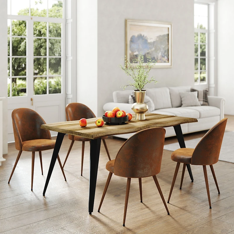 5-Piece Dining Set Dark Manufactured Wood Table With Haven Brown Chairs