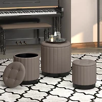 Lexi Storage Ottoman, 3 Pieces - Grey/Black