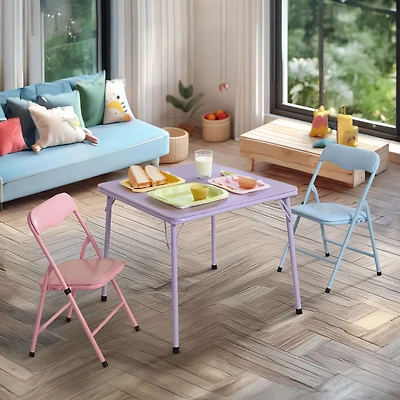 Kids Folding Table and Chairs, Set of 3 - Pastel