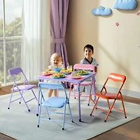 Table et chaises pliables pour enfants, ensemble de 5 - Pastel