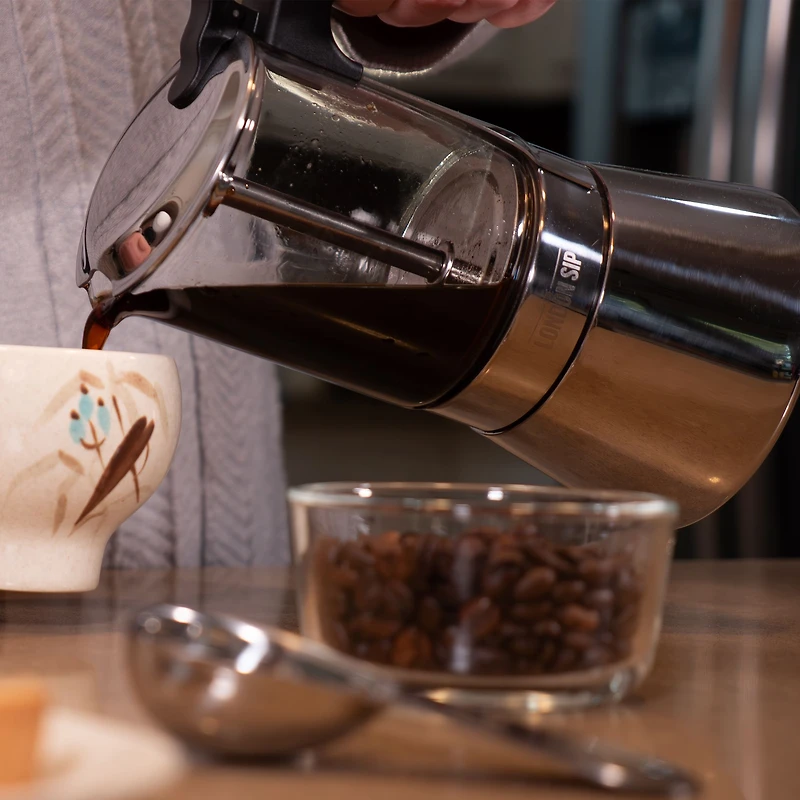 The London Sip® Glass Stovetop Espresso Coffee Maker 6-Cup
