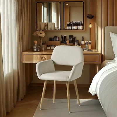 Set of 2 Beige Fabric Dining Chairs by Maison Classique