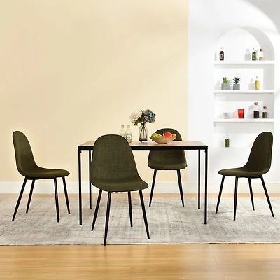 Maison Classique 5-Piece Minimalist Dining Set With Green Upholstered Dining Chairs
