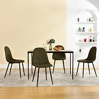 Maison Classique 5-Piece Minimalist Dining Set With Green Upholstered Dining Chairs