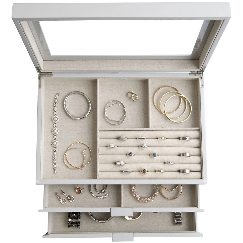 Mele and Co Misty Oceanside Wooden Jewellery Box - Grey