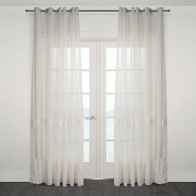 Embroidered Grommet Sheer Curtain