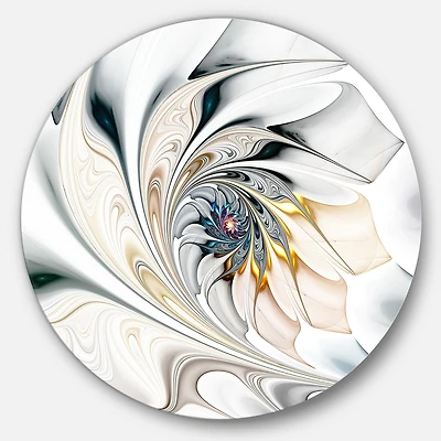 White Glass Floral Art Round Wall